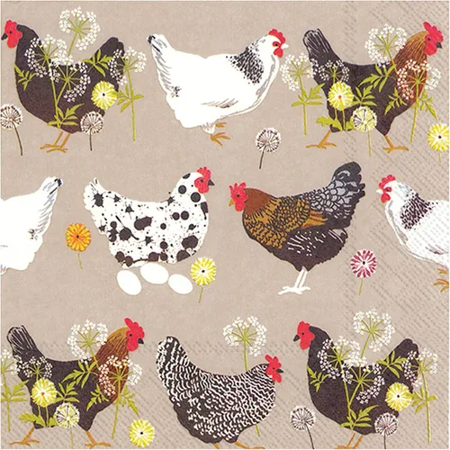 Vista 2 de Boston International Ideal Home Range - Servilletas de cóctel de papel de lino para gallinas, 20 unidades, 5 x 5