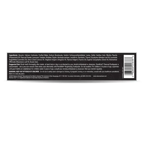 Vista 4 de Nature's Answer Periobrite Pasta de dientes de carbón activado Blanqueamiento dental, eliminación de placa, removedor de manchas con sabor a menta