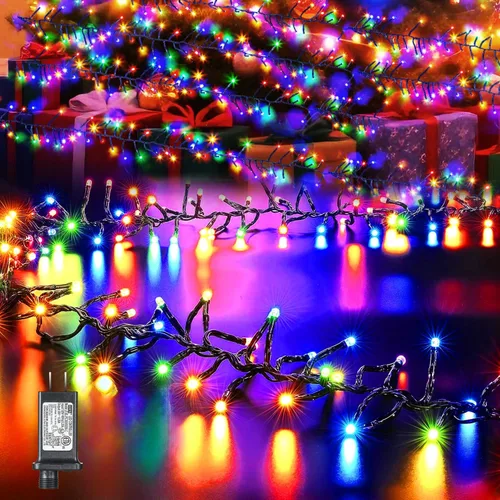 Vista 3 de Quntis - Cadena de luces de Navidad multicolor para árbol de Navidad en racimo - Impermeable para exteriores, 25 pies, 760 LED, luces LED de Navidad