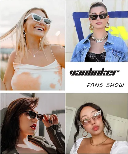 Vista 2 de VANLINKER Pequeños lentes de sol de ojo de gato para mujer estilo retro diminuto cuadrado sombra VL9555