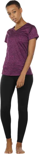 Vista 6 de Icyzone - Camisetas deportivas de cuello en V y manga corta para mujer, ropa de entrenamiento para yoga, correr, acondicionamiento físico y deportes