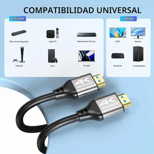 Vista 3 de Cable HDMI 4K de 50 pies, cable HDMI 2.0 de alta velocidad, compatible con 4K @60Hz, ARC, HDR, 3D, Ethernet, compatible con TV, Blu-Ray, PS4/5