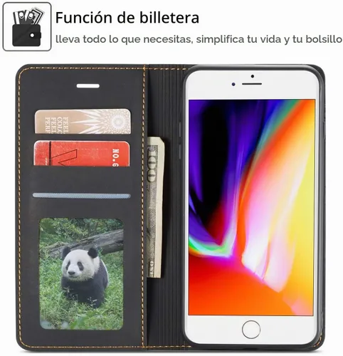 Vista 2 de QLTYPRI para iPhone 6 Plus 6S Plus, Funda de piel sintética premium con amortiguador de TPU con soporte para tarjetas, función de soporte oculta