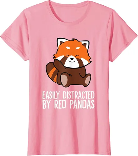 Vista 56 de Red Panda Love Easily Distracted By Red Pandas T-Shirt Asphalt Grey