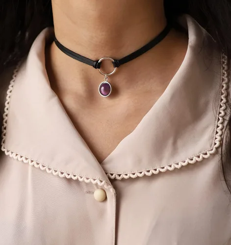 Vista 2 de Sacina Gargantilla gótica gótica, estilo hippie, estilo hippie, de piel sintética, delicada, negra, regalo de joyería para mujeres y niñas