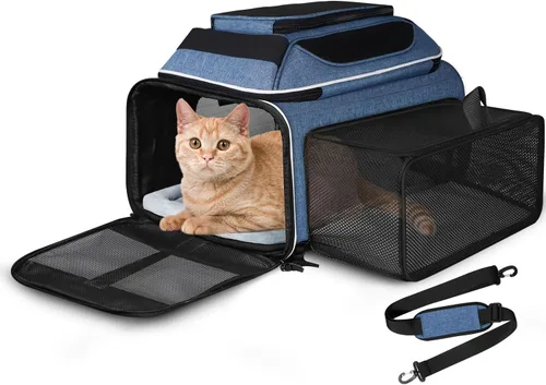 Vista 14 de Petskd Transportador de mascotas expandible superior y lateral de 17 x 11 x 9.5 pulgadas, aprobado por aerolíneas de Alaska, transportador de lados