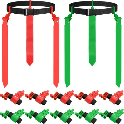 Vista 17 de Hungdao Cinturones y banderas de fútbol para 10/12 jugadores, cinturones de fútbol ajustables para niños, adolescentes, adultos, entrenamiento