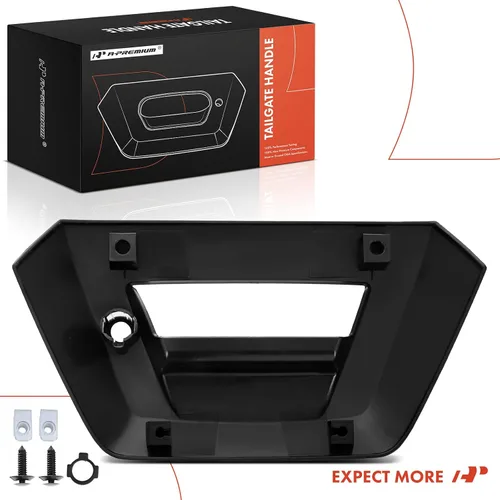 Vista 8 de A-Premium Bisel de manija de puerta trasera con orificio de cerradura compatible con Cadillac Escalade EXT 2002 2003 2004 2005 2006, negro liso