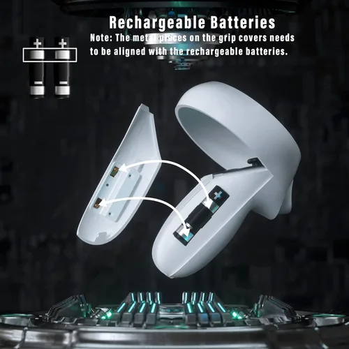 Vista 4 de Base de carga mejorada con luz LED para Oculus Quest 2, estación de carga con 2 baterías recargables para accesorios Meta Oculus Quest 2, soporte