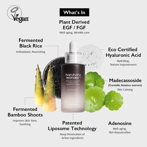 Vista 2 de Haruharu Wonder Black Rice Botanical 2GF Ampolla 1 onza líquida / 1.0 fl oz Suero facial, suero EGF, suero antienvejecimiento, cuidado