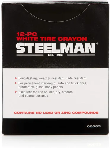 Vista 4 de Steelman Crayones de marcado de neumáticos blancos para mecánicos, para marcar daños en neumáticos húmedos y secos, caja de 12