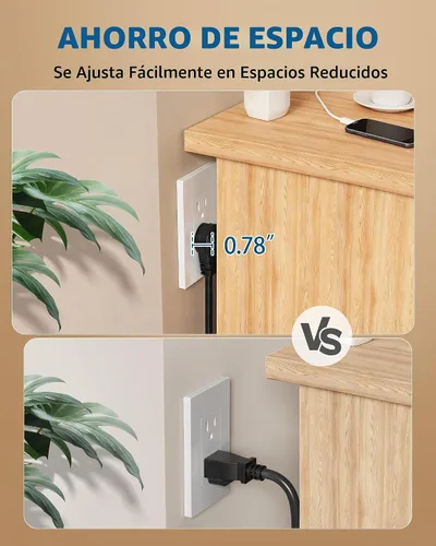 Vista 3 de DEWENWILS Cable de extensión corto de 1 pie, cable de extensión de cabeza plana para interiores con 3 puntas, cable de alimentación de perfil bajo