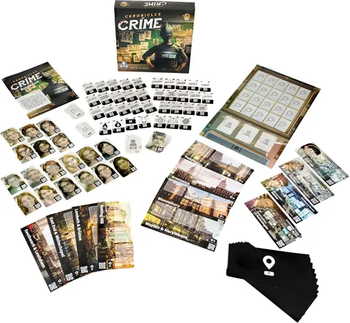 Vista 4 de Juego de mesa Crónicas del crimen Juego de misterio de asesinato Juego de investigación criminal Juego cooperativo para niños y adultos A partir