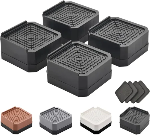 Vista 16 de EclatBain Elevadores rectangulares para cama, elevadores de muebles rectangulares de alta resistencia, con bloques ajustables de elevación de hasta