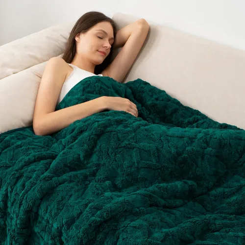 Vista 23 de Wemore Manta con peso de forro polar Sherpa para adulto, 10 libras de doble cara, acogedora y esponjosa, manta ultra mullida con parte superior
