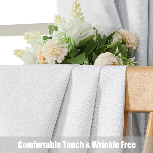 Vista 7 de OVZME Cortinas 100% opacas de 84 pulgadas de largo, 2 paneles para sala de estar, cortinas opacas blancas grisáceas, cortinas con aislamiento