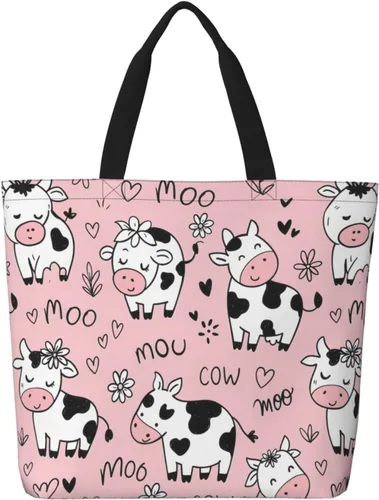 Vista 34 de Famame Canvas Tote Bag Large Women Casual Shoulder Bag Handbag Reusable Multipurpose Shopping Grocery Bag