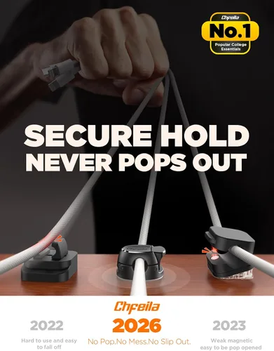 Vista 3 de Paquete de 8 organizadores de cables [doble resorte y cierre, máxima seguridad] clips para cables, gestión de cables de Chfeila - Soporte adhesivo