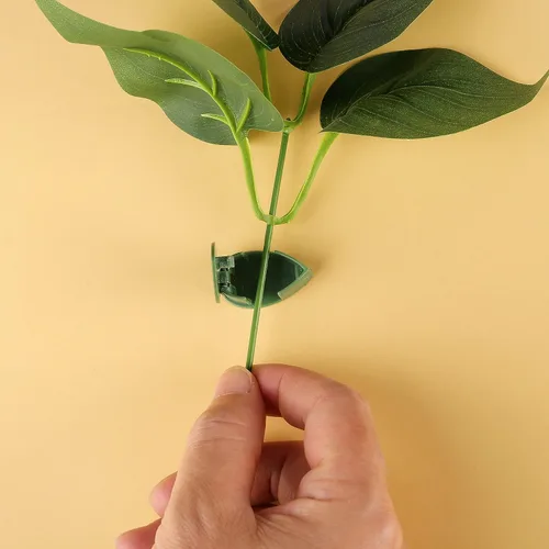 Vista 3 de 40 clips de pared para plantas trepadoras, con 48 calcomanías adhesivas de fijación para decoración de jardín en interiores y exteriores (hoja verde)