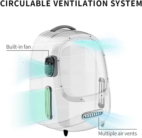 Vista 2 de PETKIT Mochila transportadora para gatos con ventilador incorporado y luz, mochila burbuja para mascotas aprobada por aerolíneas para gatitos