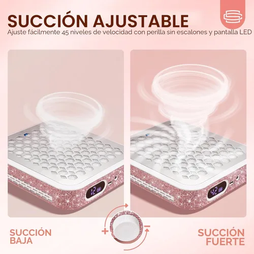 Vista 7 de Colector de Polvo para Uñas, Colector de Polvo Recargable para Técnico de Uñas, Potente Ventilador de Vacío Ventilación Colector de Polvo Extractor