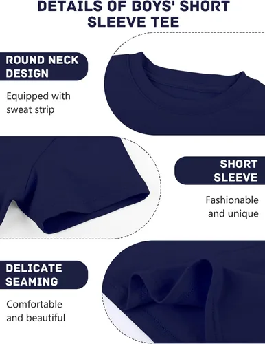 Vista 3 de Poroka 5 Pack Toddler Boys Short Sleeve Cotton T-Shirt Crew Neck T-Shirt for Baby Toddler, 4 Sizes