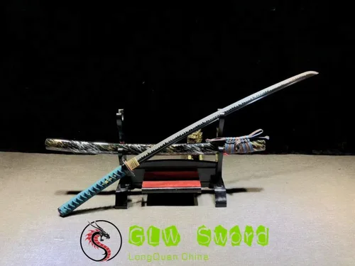 Vista 3 de Espada GLW 41 "Real Spring Steel Katana Full Tang Japón Samurai Espada Sharp Blade hecho a mano