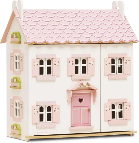 Vista 9 de Le Toy Van – Casa de muñecas de madera en forma de corazón de rosa Juego de casa de muñecas de madera de 3 plantas para niñas y niños - Adecuado