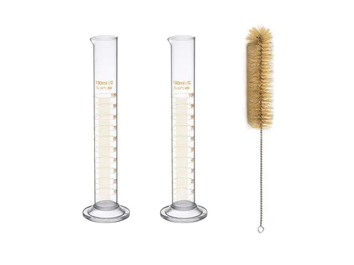 Vista 10 de Juego de probeta graduada de vidrio grueso 5 ml 10 ml 50 ml 100 ml, vidrio con dos cepillos con cepillo, escalas métricas individuales