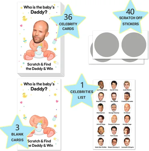 Vista 2 de Zunaked 40 juegos lindos para baby shower, tarjetas de sorteo de boletos de lotería, juego de baby shower, divertidos juegos de revelación