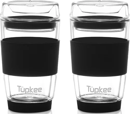 Vista 13 de Vaso de vidrio de doble pared, 8 onzas, vaso de té/café aislado y reutilizable hecho completamente de vidrio soplado a mano con tapa, taza de viaje