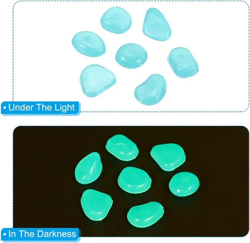 Vista 4 de MECCANIXITY 500 piedras brillantes de 8 a 0.433 in, decoración en la oscuridad, piedras luminosas, decoración de bricolaje azul decorativo