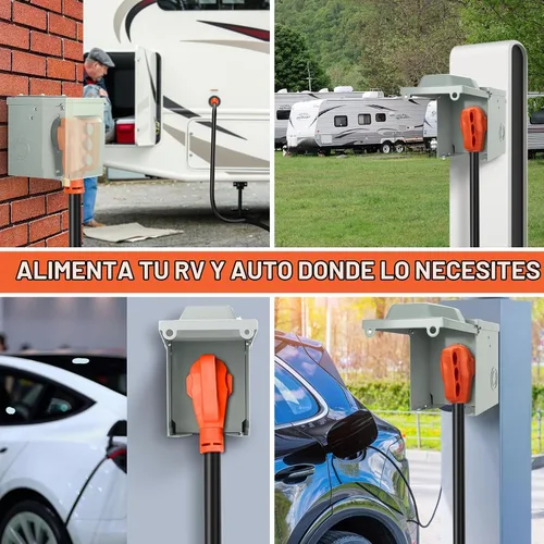 Vista 6 de WELLUCK Caja de toma de corriente de 30 amperios para RV, receptáculo RV de 125 voltios NEMA TT-30R, panel eléctrico exterior cerrado