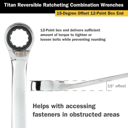 Vista 4 de Titan 14613 Llave combinada de trinquete reversible de 1 pulgada, 12 puntos, 72 dientes