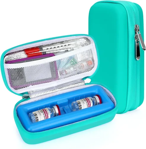 Vista 11 de YOUSHARES Estuche de viaje para viales de insulina – Bolsa de transporte para diabetes aprobada por la TSA que mantiene la medicina fresca
