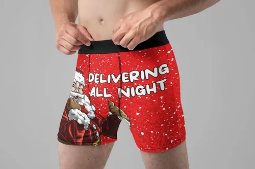 Vista 4 de Random Stock Apparel Ropa interior de Navidad para hombre, HO Fun Gag Gift Dirty Santa Boxer Calzoncillos