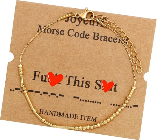 Vista 75 de JoycuFF Pulseras inspiradoras de código morse para mujeres, cuentas de plata, joyería con mantra de motivación, regalos para ella