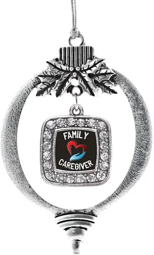 Vista 43 de Inspired Silver - Adorno con dije de reina de rodillo - Adornos navideños cuadrados de plata con joyas de circonita cúbica