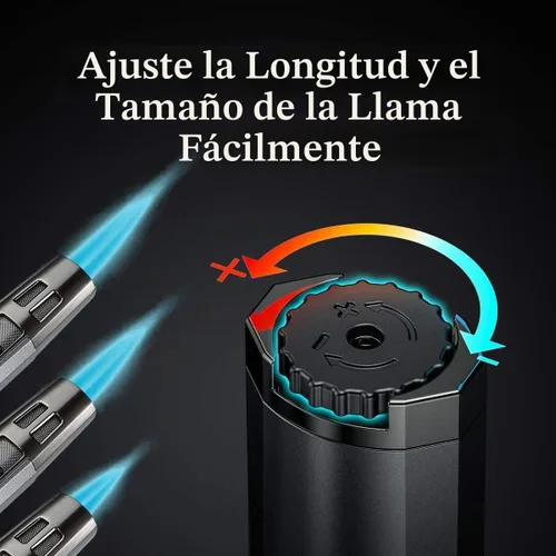 Vista 3 de Zoocura Encendedor de butano recargable, soplete de llama de chorro, resistente al viento, encendedor largo de gas ajustable, encendedor de butano