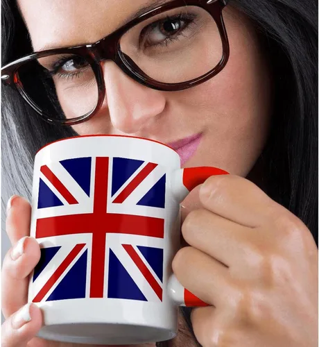 Vista 2 de 3dRose Bandera británica - rojo blanco azul Union Jack Gran Bretaña Reino Unido Reino Unido Inglaterra Inglaterra recuerdo inglés GB 15oz taza roja