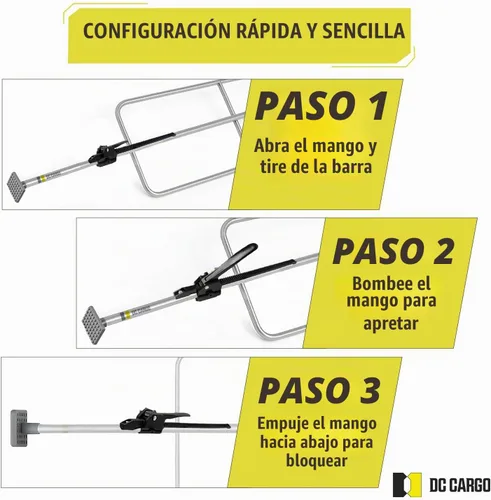 Vista 4 de DC Cargo - Barra de bloqueo de carga de acero de 89 a 104 pulgadas de largo para sujeción de carga de flete con juegos de aros soldados