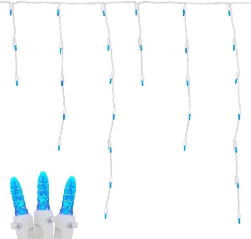 Vista 8 de Novelty Lights Luces LED de carámbano blanco puro, 15 pies 150 bombillas LED M5 en 30 gotas con espacio de 6 pulgadas, caídas de 12-32 pulgadas