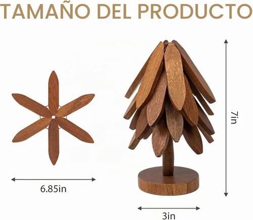 Vista 7 de Yuoyar - Juego de salvamanteles de madera en forma de árbol para mesa de café, cocina
