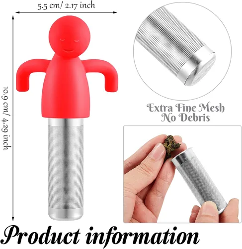 Vista 2 de Hicarer 2 infusor de té para té suelto, lindo colador de té de malla fina, filtro de té de acero inoxidable, difusor de té más empinado para tazas