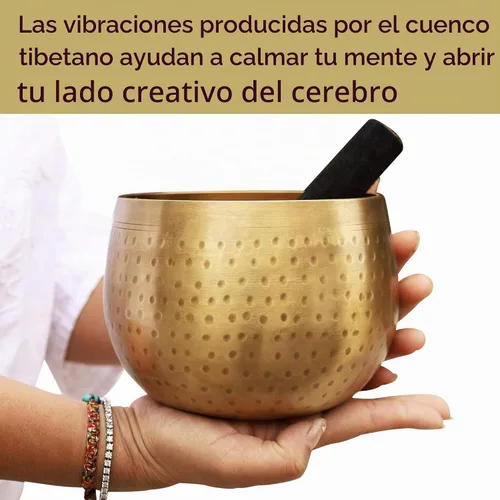 Vista 6 de DharmaObjects - Juego de cojín, mazo y cuenco tibetano cantor de meditación con anillo gong (Jumbo)