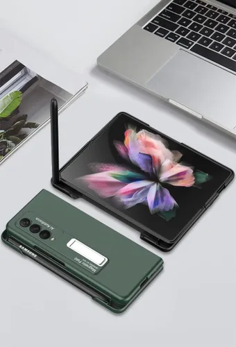 Vista 7 de SHIEID Funda para Samsung Z Fold 3 con soporte para bolígrafo, Z Fold 3 con funda protectora para S Pen, función atril magnético integrado, a prueba