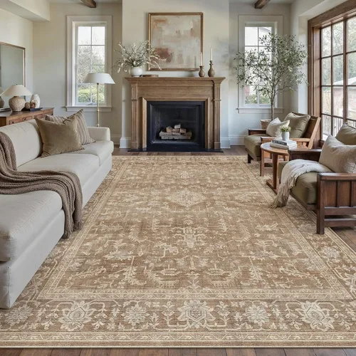 Vista 20 de PureCozy Alfombra de área beige de 2 x 3 pulgadas, lavable, vintage, pequeña, para entrada, cocina, suave, retro, floral, de pelo bajo, tapete