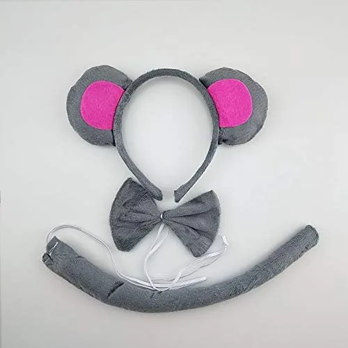 Vista 5 de 16 Unidades Niños Adulto Animal Oído Diadema Cosplay Props Cumpleaños Tema Fiesta Disfraz Orejas Cola Tie Arco 3pcs Conjunto Gato Rana Tigre Perro