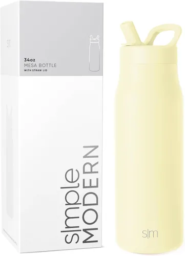 Vista 22 de Simple Modern Botella de agua con tapa de pajilla Termo de acero inoxidable aislado Botellas de agua reutilizables para viajes para gimnasio