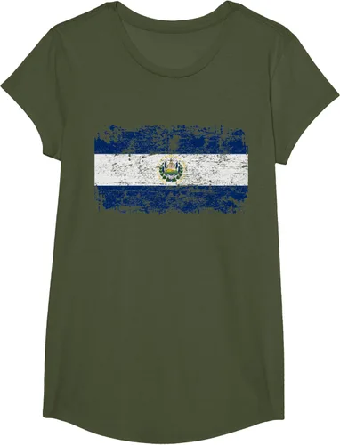 Vista 60 de EL SALVADOR Bandera Vintage Hombres Mujeres Niños Camiseta EL SALVADOR